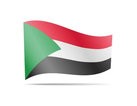 Waving Sudan flag in the wind. Flag on white vector illustration Stock Illustration