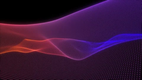 A waving surface made of a network of colored particles Stock Footage 302475923