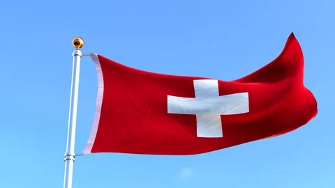 Waving Swiss Flag 스톡 동영상 91432880