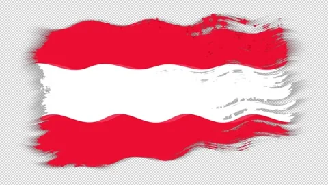 Waving torn Austria flag grunge brush burn light leaks transparent background, Stock Footage 337404370