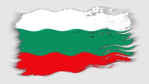Waving torn Bulgaria flag grunge brush burn light leaks transparent background, Stock Footage 337441589