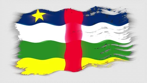 Waving torn Central African Republic flag grunge brush burn light leaks Stock Footage 337441924
