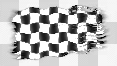 Waving torn Checkered flag grunge brush burn light leaks transparent background, Stock Footage 337411601