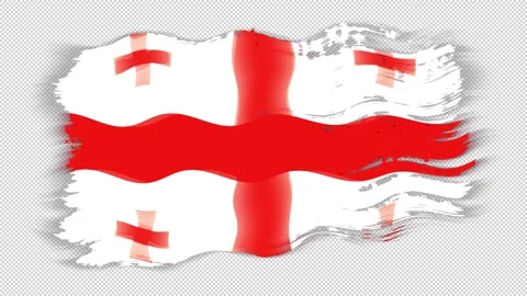 Waving torn Georgia flag grunge brush burn light leaks transparent background, Stock Footage 337442628