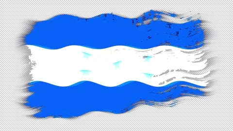 Waving torn Honduras flag grunge brush burn light leaks transparent background, Stock Footage 337443003