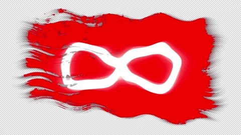 Waving torn Metis flag red flag grunge brush burn light leaks transparent Stock Footage 337445019