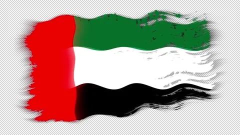 Waving torn United Arab Emirates flag grunge brush burn light leaks transparent Stock Footage 337438969