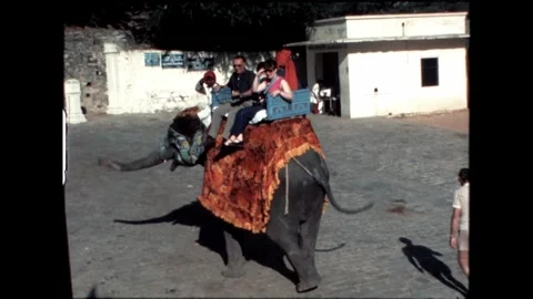 Waving Tourists on Elephant Stock Footage 276292875