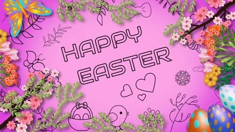 Waving tree branches, flowers, animated beautiful butterfly and  drawing in.. Stock Footage 265140928