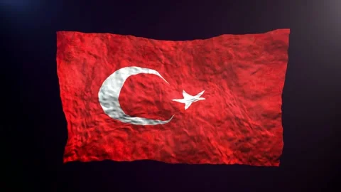 Waving Turkey  flag on dark background. Stock Footage 179538396