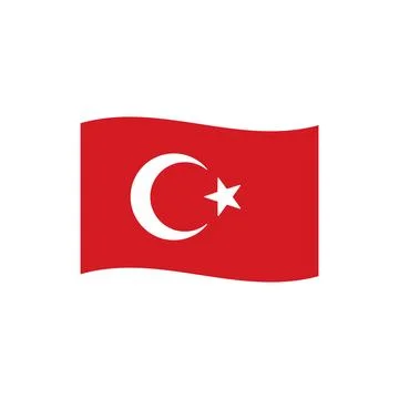 Waving Turkish flag. Flat style vector illustration. Stock Illustration