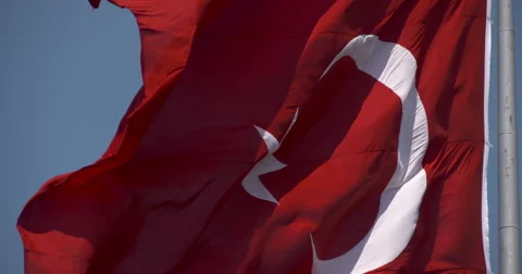 Waving the Turkish flag Video stock 40837523