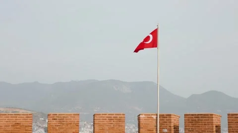 Waving Turkish flag Stock Footage 256314993
