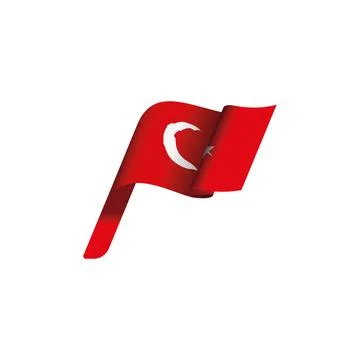 Waving Turkish Flag. Vector drawing. Stock Illustration