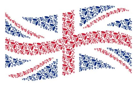 Waving UK Flag Collage of Bee Icons イラスト素材