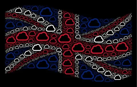 Waving UK Flag Collage of Cloud Items Stock Illustration