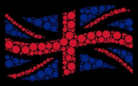 Waving UK Flag Collage of Filled Circle Items Stock Illustration