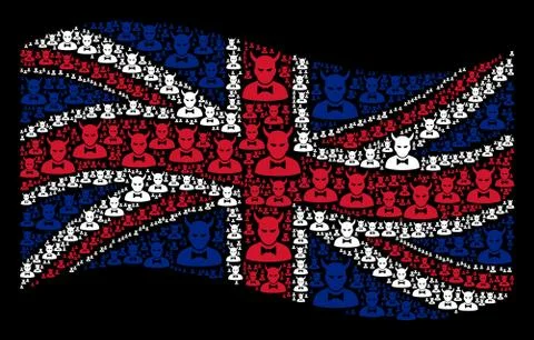 Waving UK Flag Mosaic of Devil Icons イラスト素材