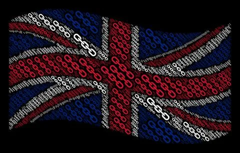 Waving UK Flag Pattern of Chain Items Stock Illustration