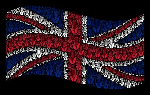 Waving UK Flag Pattern of Corn Icons Illustrazione stock