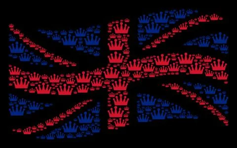 Waving UK Flag Pattern of Crown Items イラスト素材