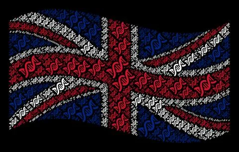Waving UK Flag Pattern of DNA Spiral Icons イラスト素材