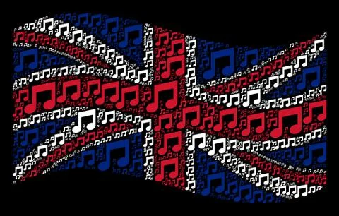 Waving UK Flag Pattern of Music Notes Items 스톡 일러스트