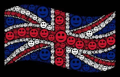 Waving UK Flag Pattern of Smile Icons イラスト素材