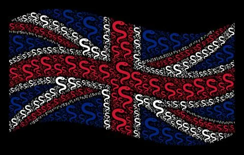 Waving UK Flag Pattern of Snake Items Stock Illustration