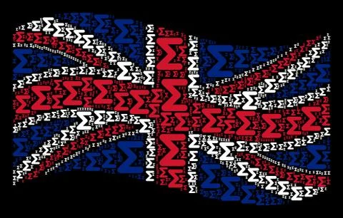 Waving UK Flag Pattern of Sum Items Stock Illustration