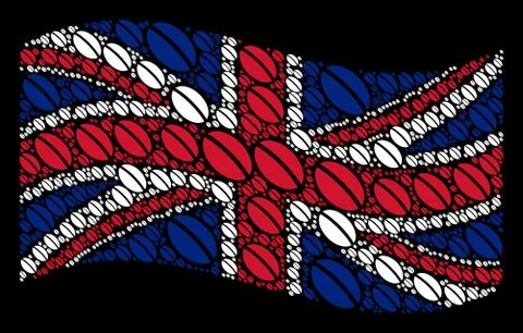Waving UK Flag Pattern of Wheat Seed Icons 스톡 일러스트