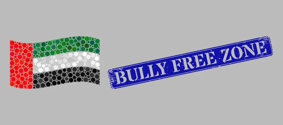 Waving United Arab Emirates Flag Composition of Round Dots and Distress Bully Stock Illustration