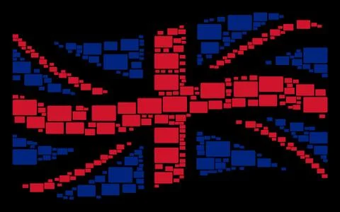 Waving United Kingdom Flag Pattern of Filled Rectangle Items Stockillustratie