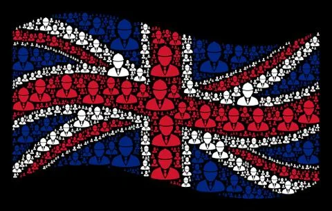 Waving United Kingdom Flag Pattern of Engineer Items Illustrazione stock