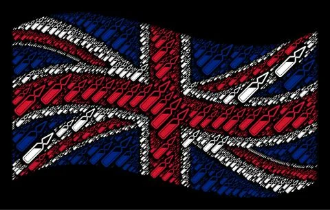 Waving United Kingdom Flag Pattern of Ampoule Icons イラスト素材