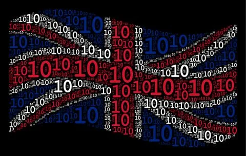 Waving United Kingdom Flag Pattern of Ten Digits Text Items 库存插图