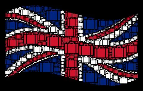 Waving United Kingdom Flag Pattern of Baggage Icons イラスト素材