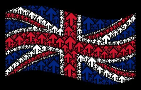Waving United Kingdom Flag Pattern of Arrow Direction Items Illustrazione stock