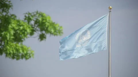 Waving United Nations flag Stock Footage 58234399