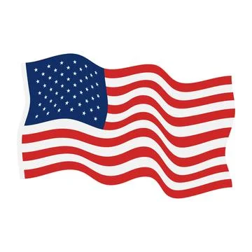Waving United States Flag Vector Illustration in Bold Flat Patriotic Style Stock Illustration