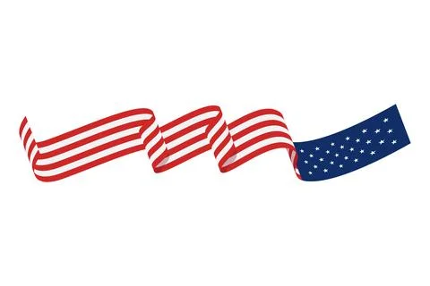 Waving United States Flag Vector Illustration, Clean Geometric Patriotic Desi Stock Illustration
