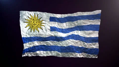Waving Uruguay  flag on dark background. Stock Footage 182913049