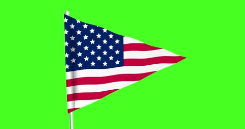 Waving US flag, 4K animation on green screen. Stock Footage 211618648
