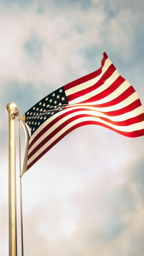 Waving US Flag in the Wind 3D looping animation Stock Footage 287137326