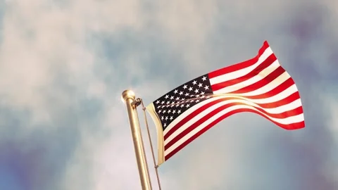 Waving US Flag in the Wind 3D looping animation. National Flag, United States Stock Footage 287138549