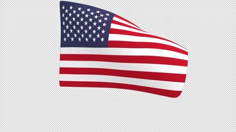 Waving USA flag – 3d render looped alpha channel. 库存影片 334207608