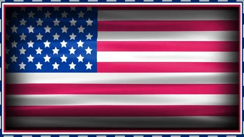 Waving usa flag covered with flag texture border and Black shadow Stock Illustration