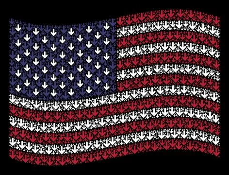 Waving USA Flag Stylization of Arrow Down Icons Stock Illustration