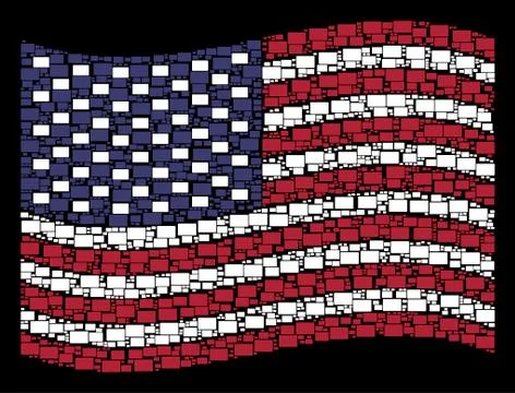 Waving USA Flag Stylization of Filled Rectangle Icons Stock Illustration