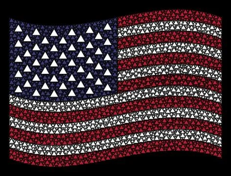 Waving USA Flag Stylization of Filled Triangle Icons Stock Illustration